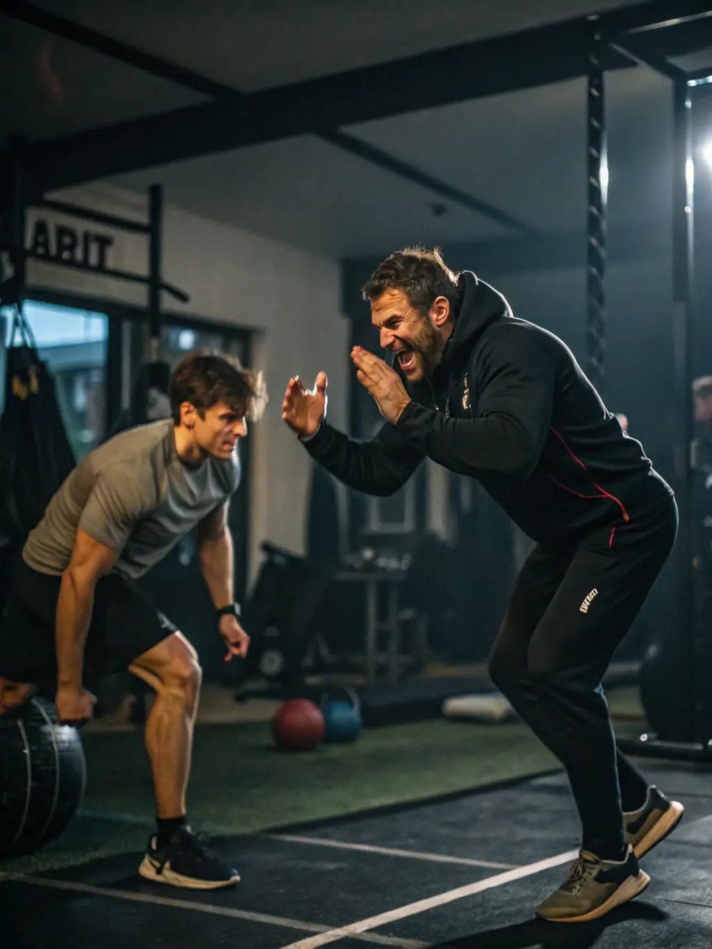 An image of a coach giving encouraging words to a young athlete, emphasizing personal growth and development.